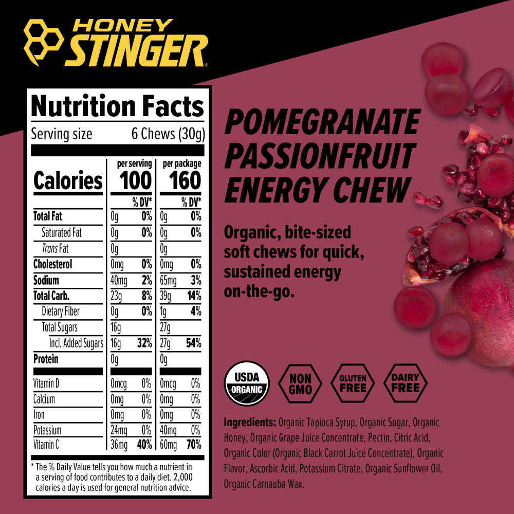 Gomitas energéticas HONEY STINGER Sabor Granada / Vitamina C y minerales / 50 gr